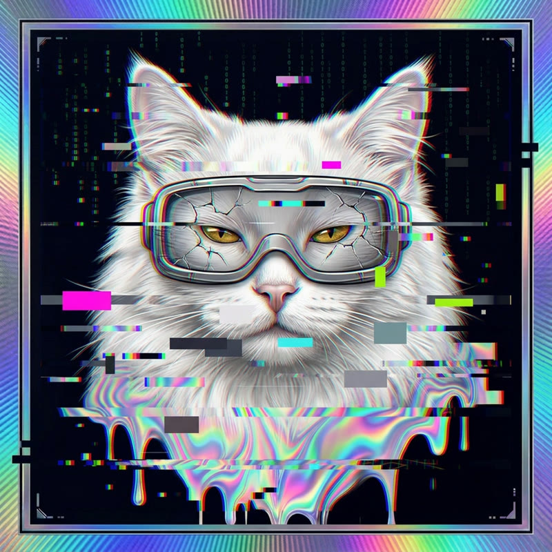 #172 White Turkish Angora holo cat