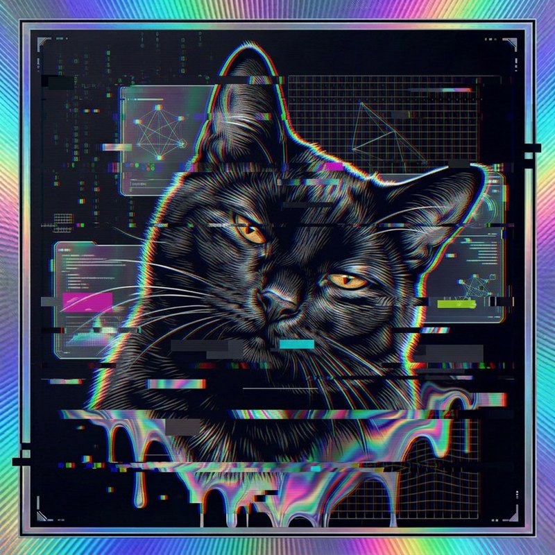 #007 Jet-black shorthair holo cat