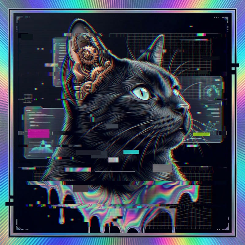 #313 Jet-black shorthair holo cat