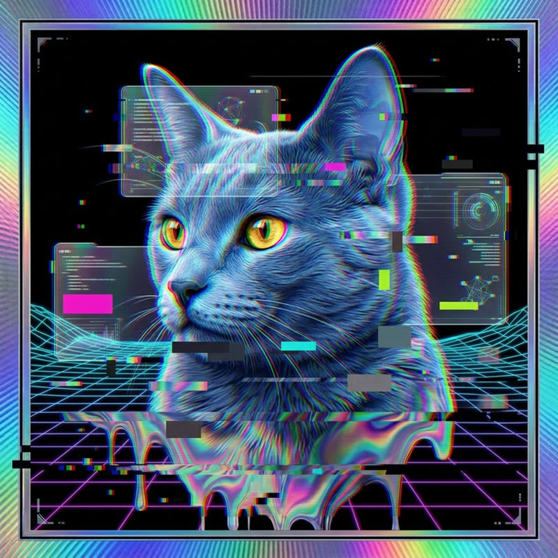 #224 Russian Blue holo cat