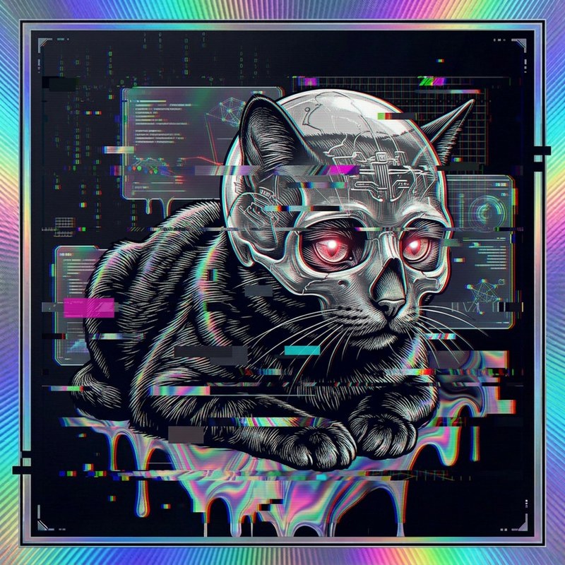 #012 Jet-black shorthair holo cat