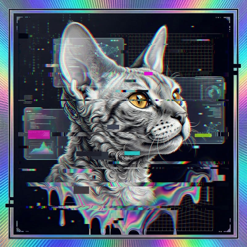 #156 Devon Rex holo cat