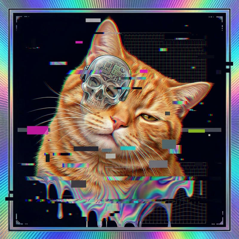 #214 Orange ginger shorthair holo cat
