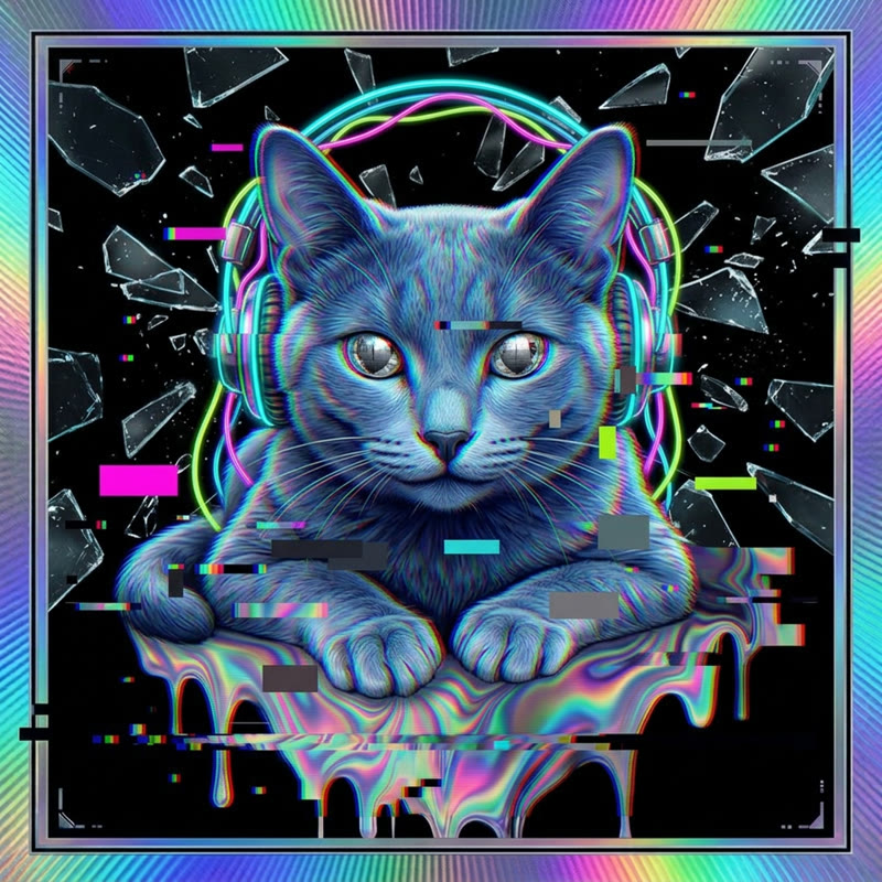 #143 Russian Blue holo cat