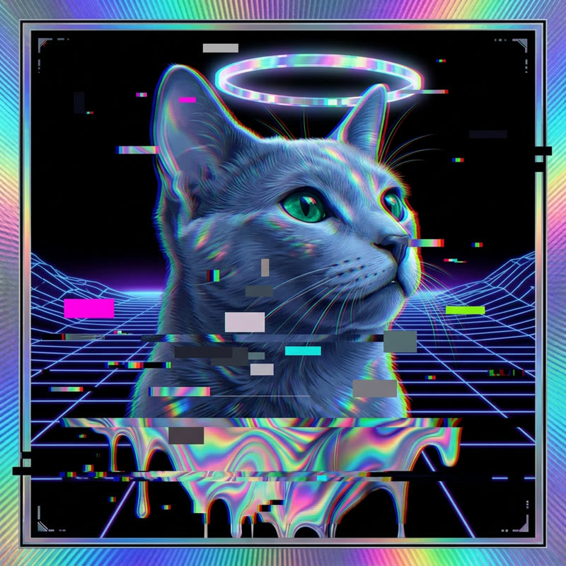 #241 Russian Blue holo cat