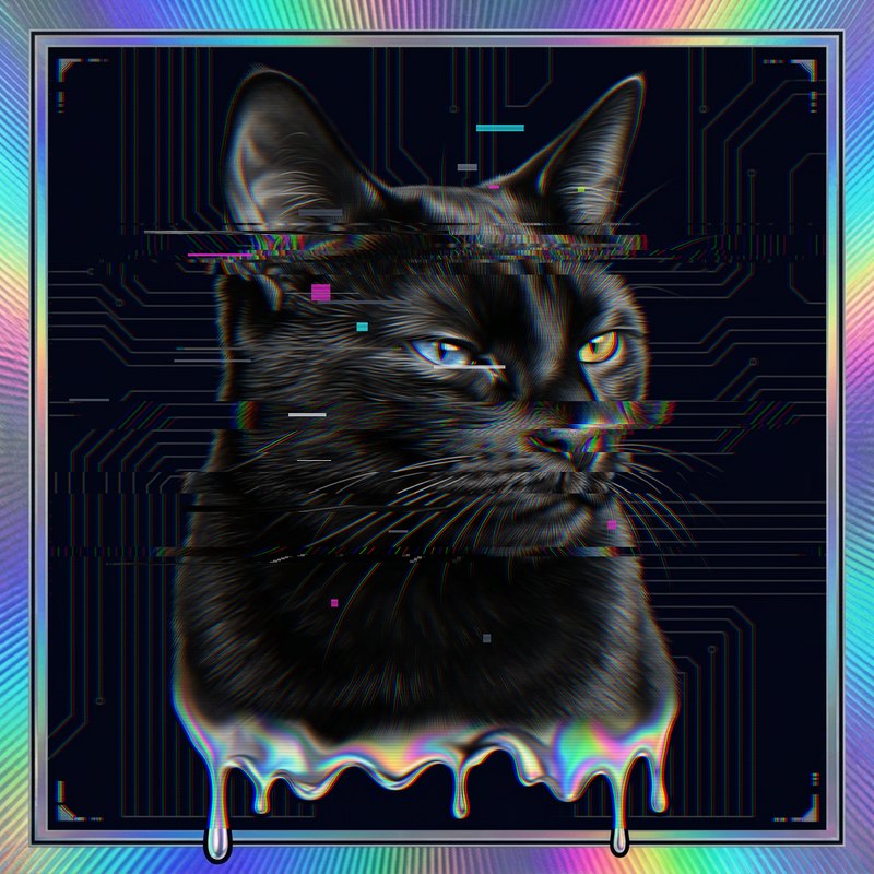 #089 Jet-black shorthair holo cat
