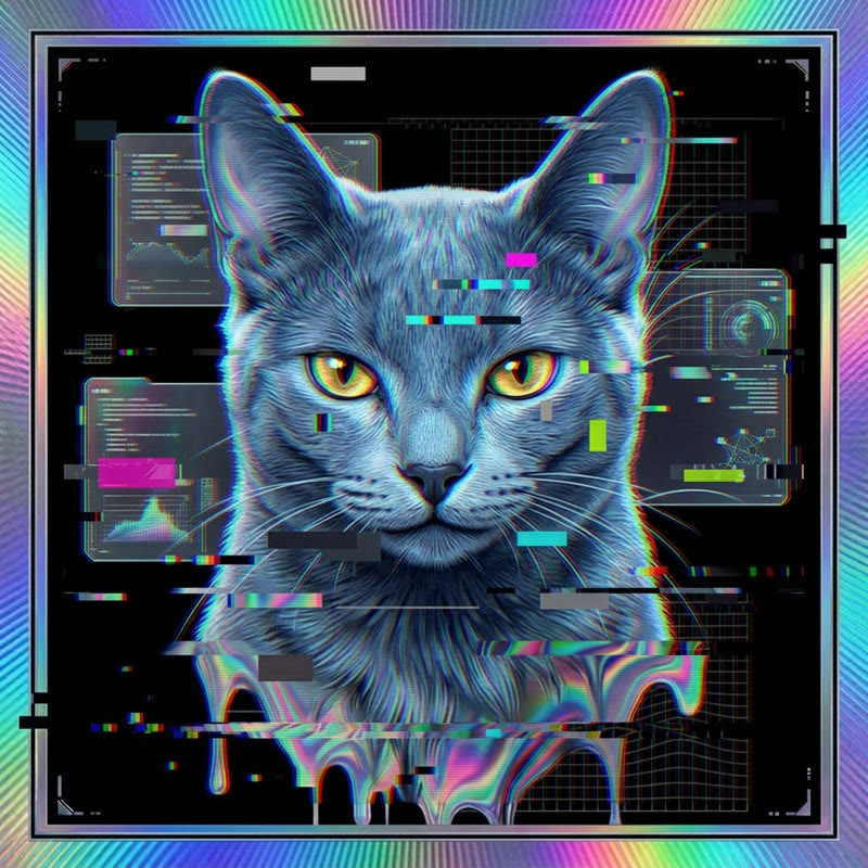 #144 Russian Blue holo cat