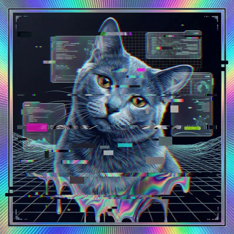 #226 Russian Blue holo cat