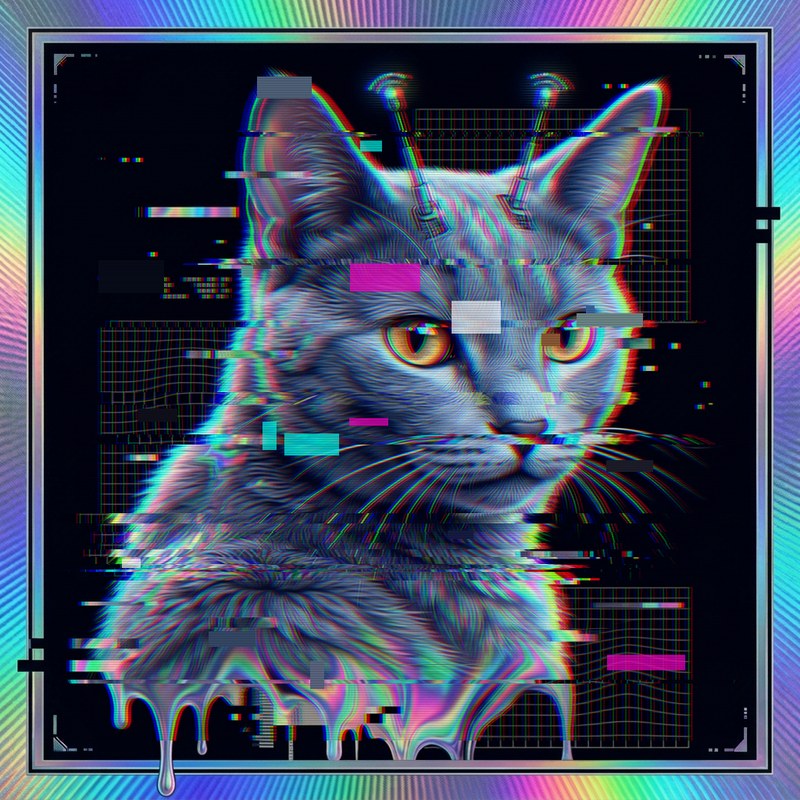 #029 Russian Blue holo cat