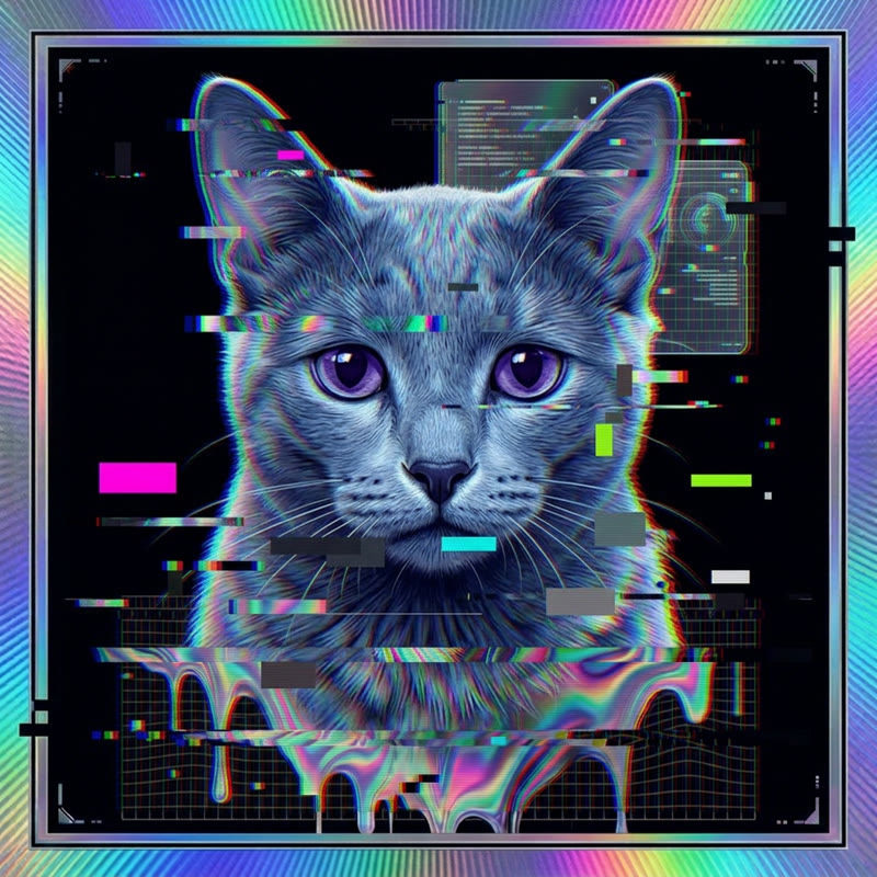 #264 Russian Blue holo cat