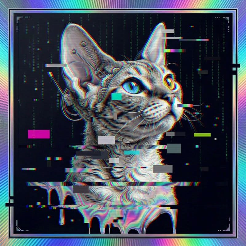 #297 Devon Rex holo cat