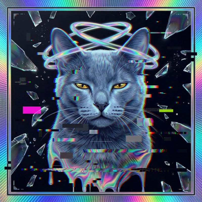 #182 Russian Blue holo cat