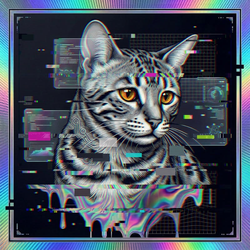 #281 Egyptian Mau holo cat