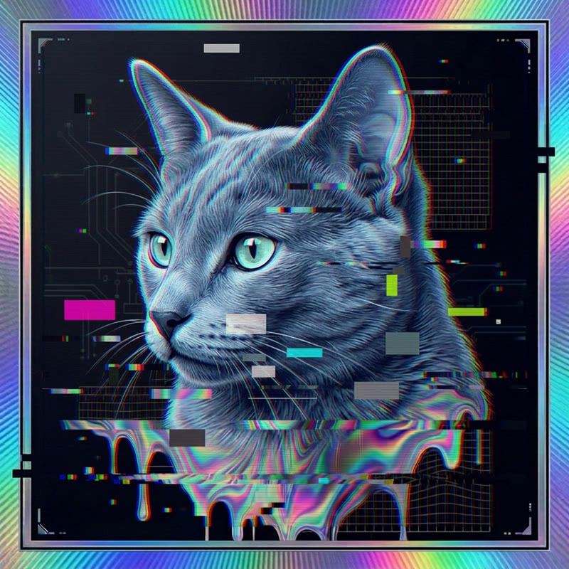#288 Russian Blue holo cat