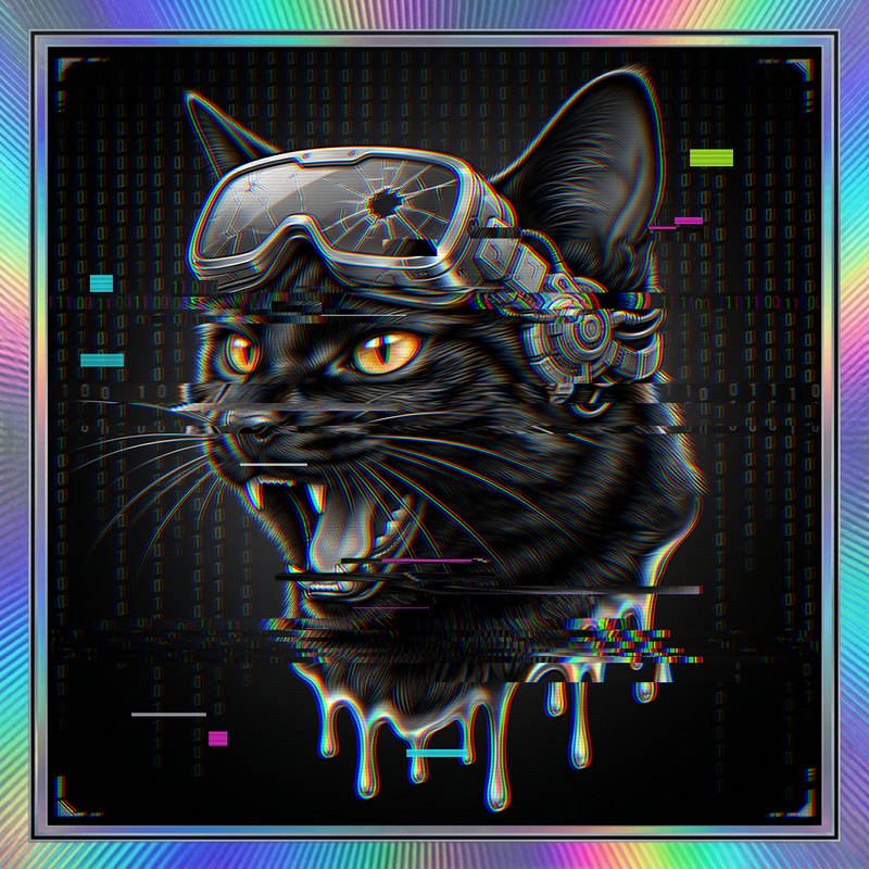 #088 Jet-black shorthair holo cat