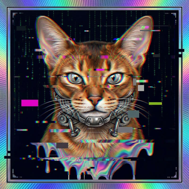 #229 Abyssinian holo cat