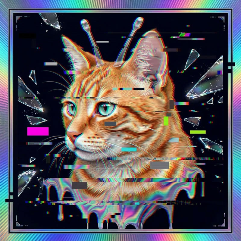 #183 Orange ginger shorthair holo cat