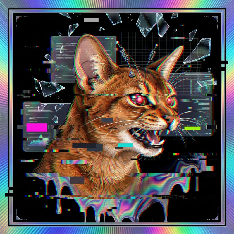 #159 Abyssinian holo cat