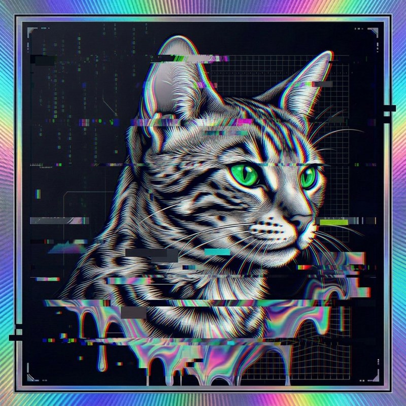 #005 Egyptian Mau holo cat