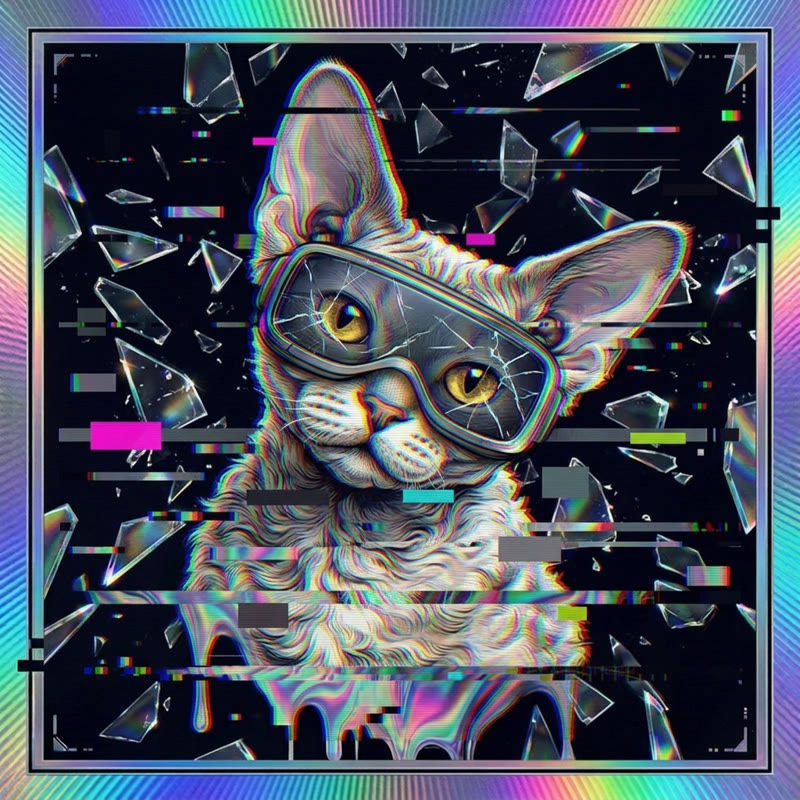 #263 Devon Rex holo cat