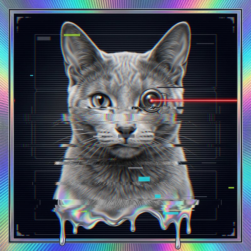 #093 Russian Blue holo cat