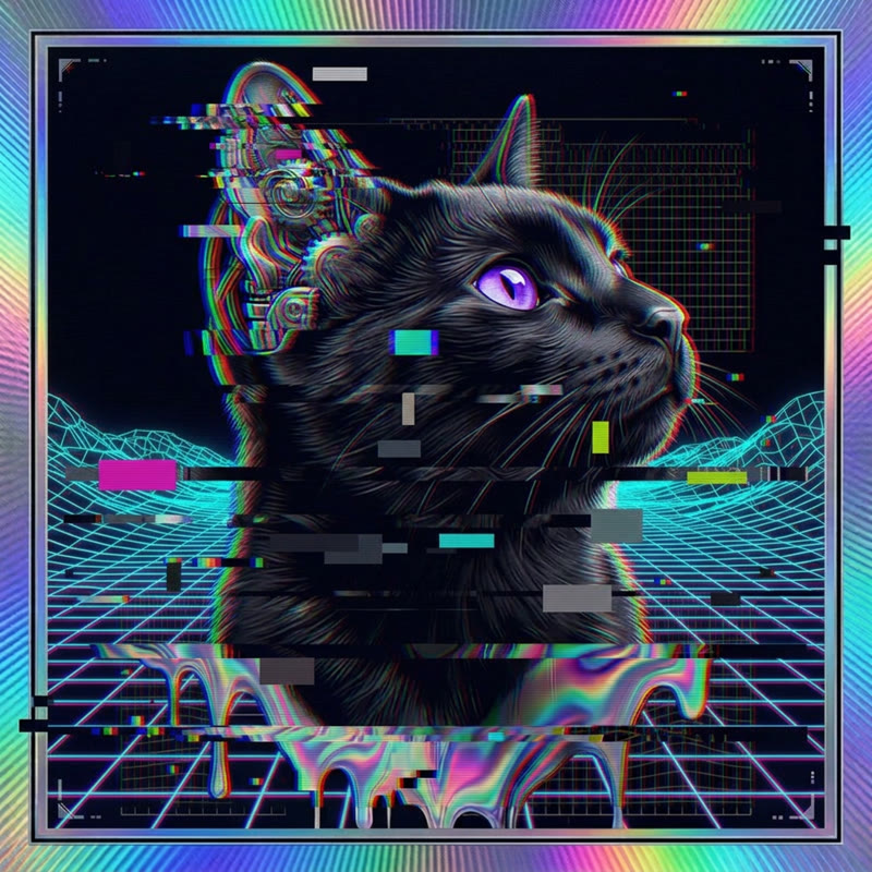 #162 Jet-black shorthair holo cat