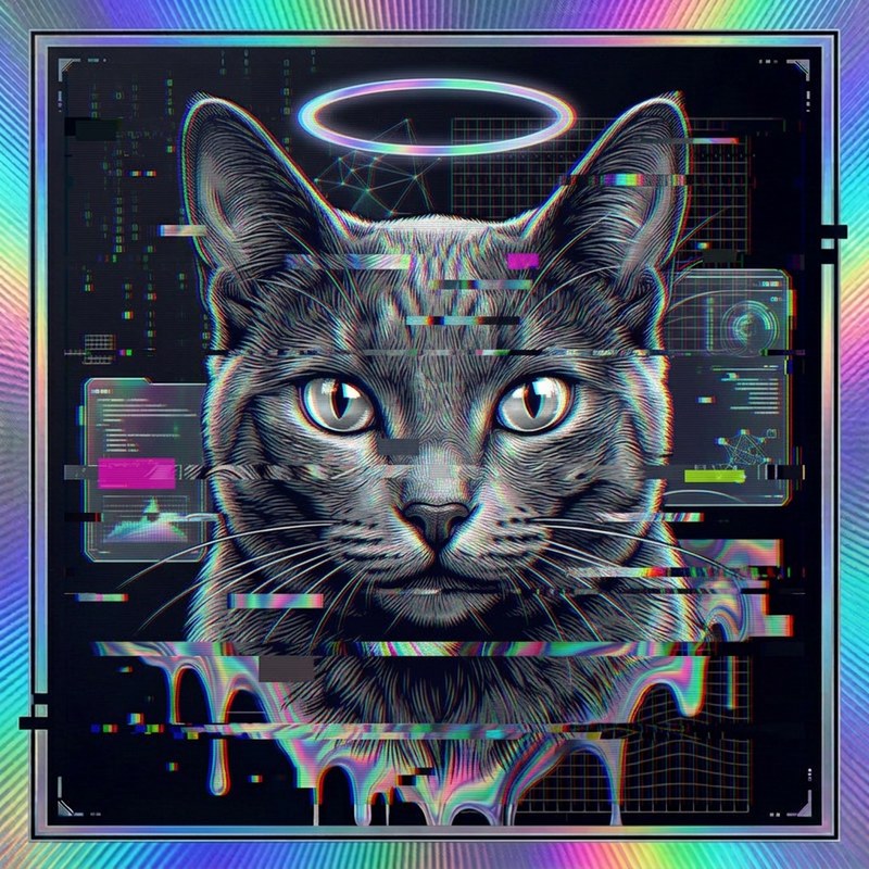 #042 Russian Blue holo cat