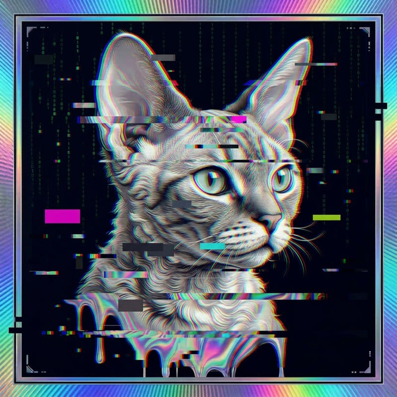 #212 Devon Rex holo cat