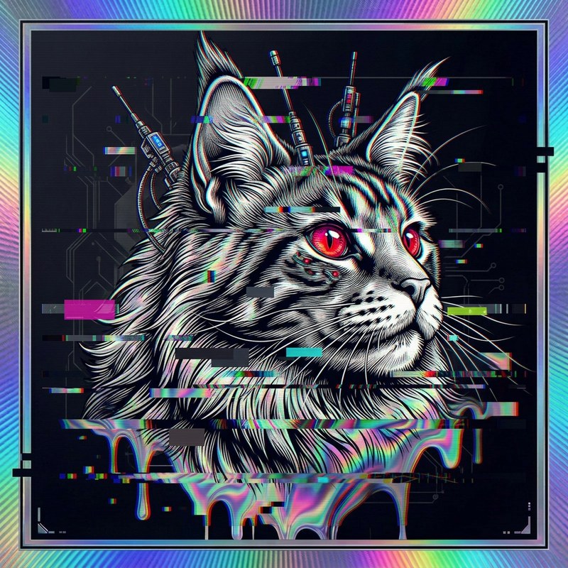 #127 Maine Coon holo cat