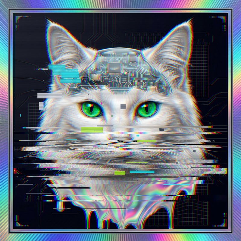 #057 White Turkish Angora holo cat