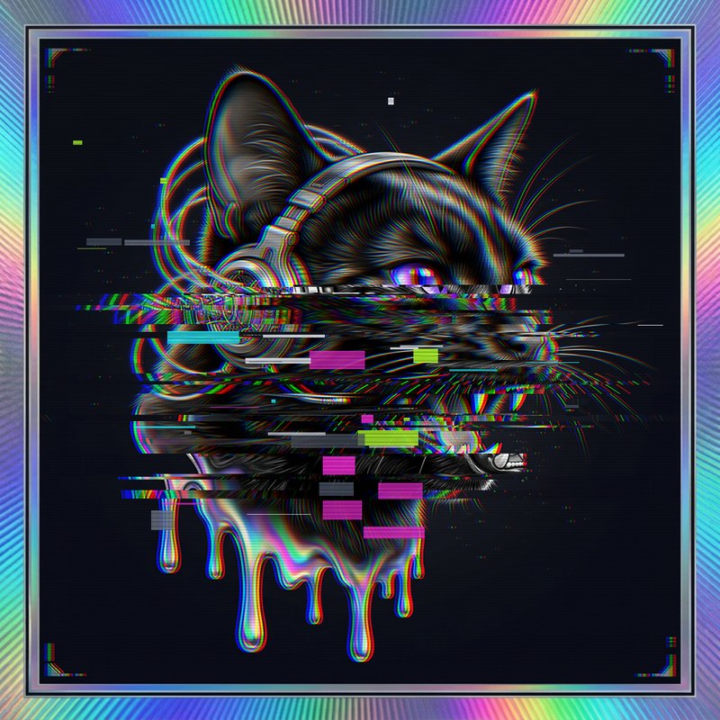 #091 Jet-black shorthair holo cat