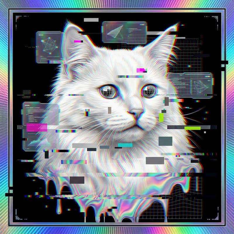 #169 White Turkish Angora holo cat