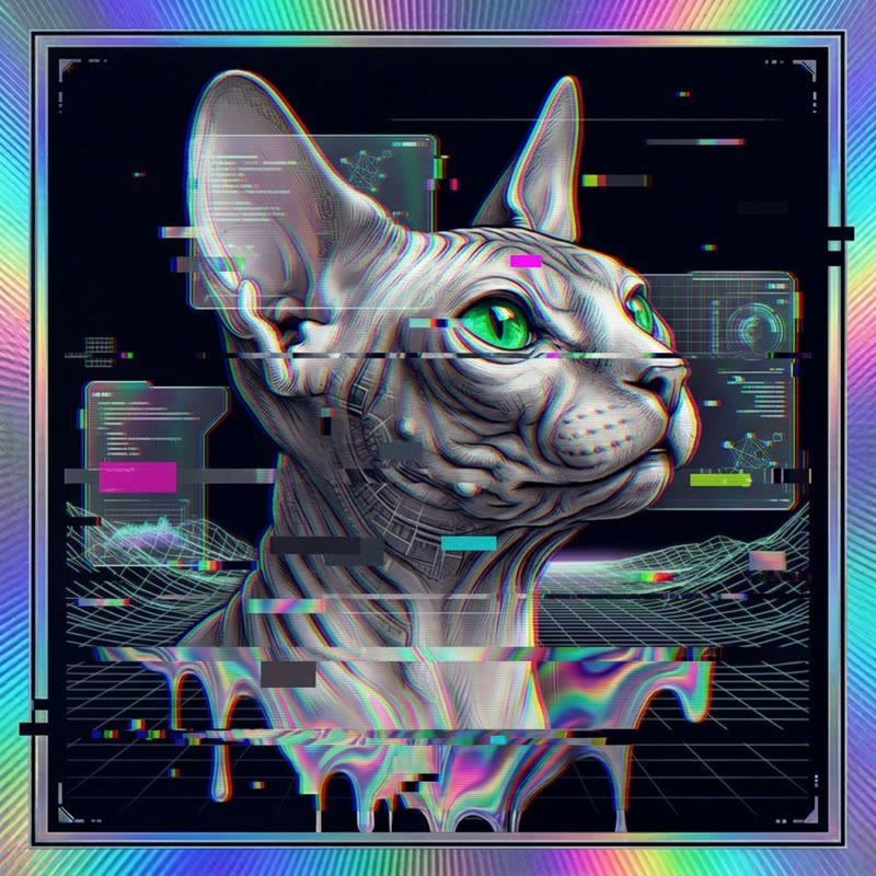 #234 Sphynx holo cat