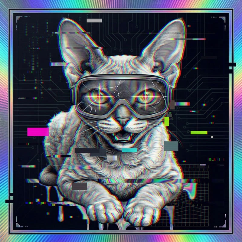 #215 Devon Rex holo cat
