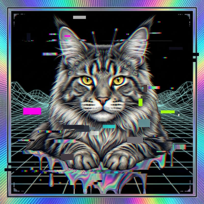 #140 Maine Coon holo cat
