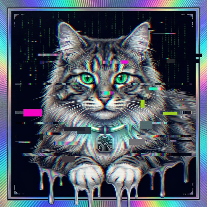 #206 Norwegian Forest holo cat