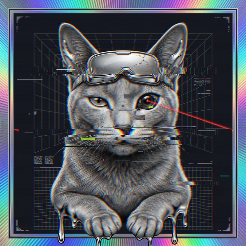 #051 Russian Blue holo cat