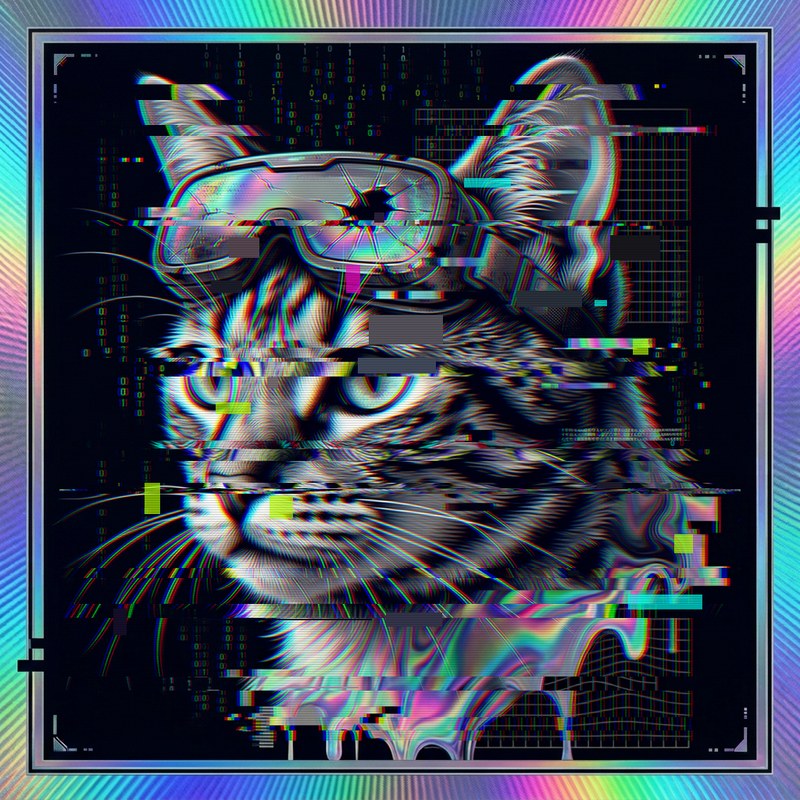 #006 Egyptian Mau holo cat