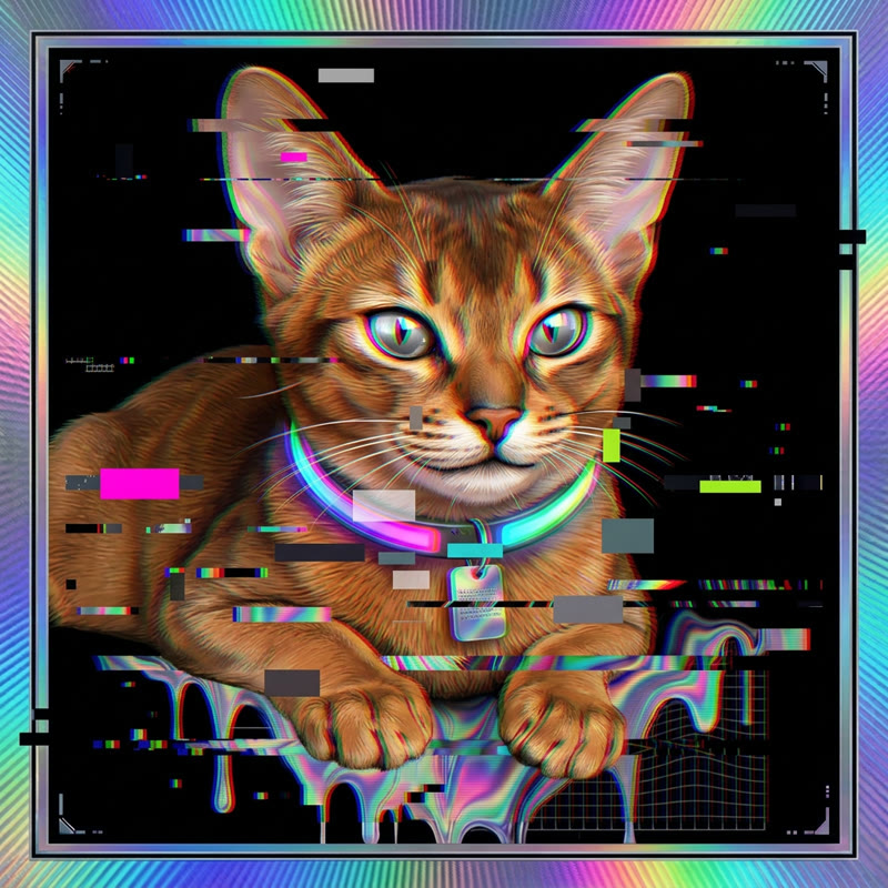 #222 Abyssinian holo cat
