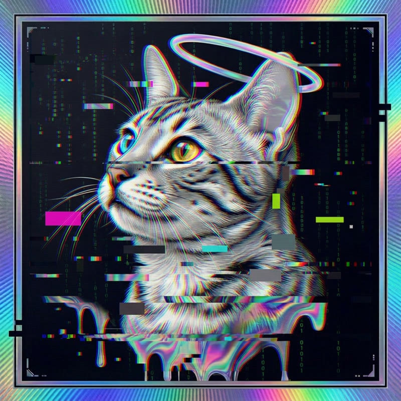 #180 Egyptian Mau holo cat