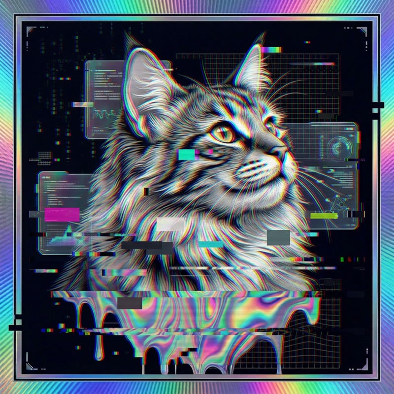 #122 Norwegian Forest holo cat