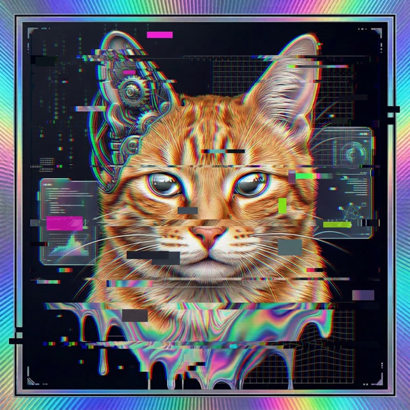 #204 Orange ginger shorthair holo cat