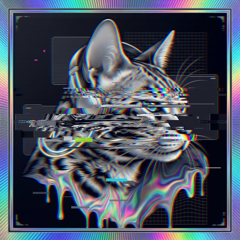 #095 Egyptian Mau holo cat