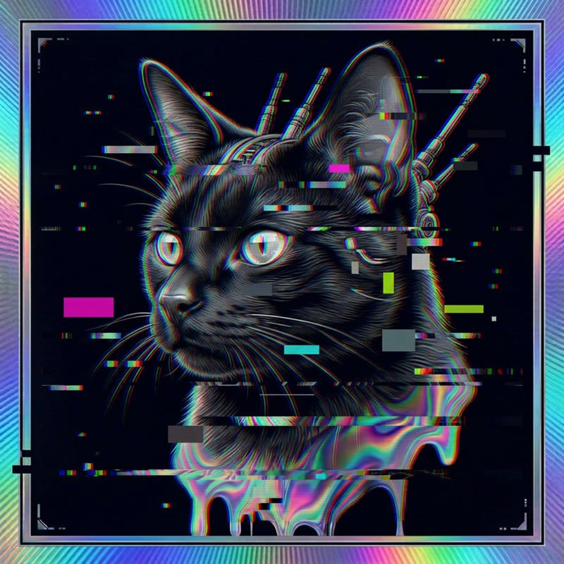 #225 Jet-black shorthair holo cat