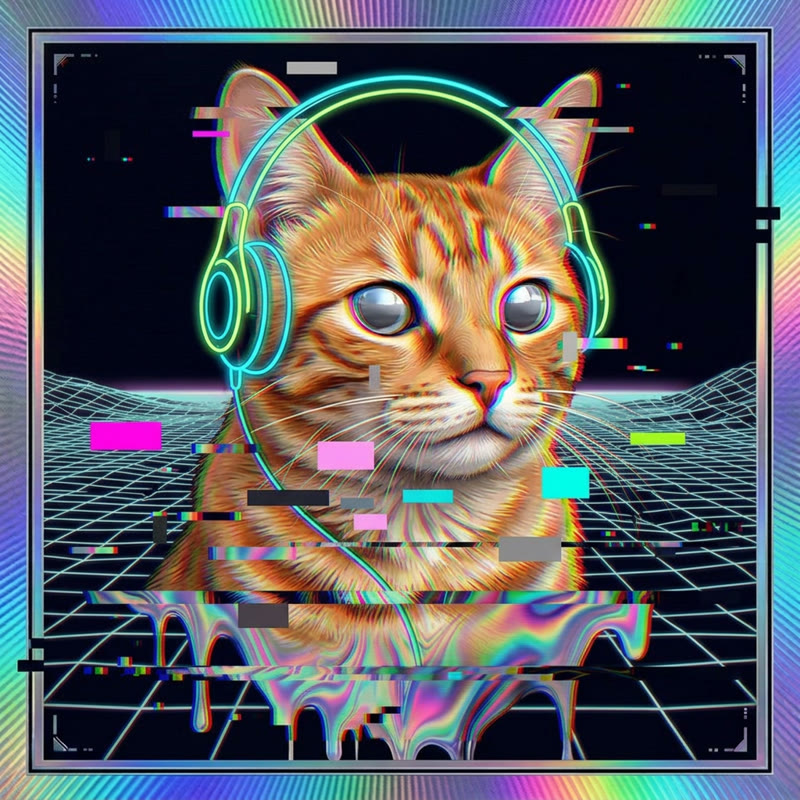 #308 Orange ginger shorthair holo cat