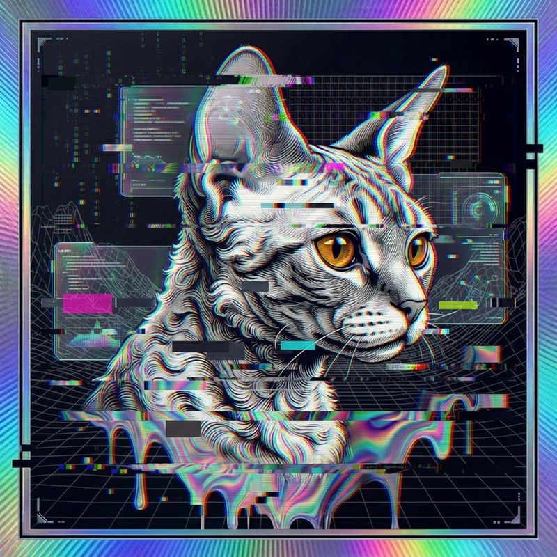 #112 Devon Rex holo cat