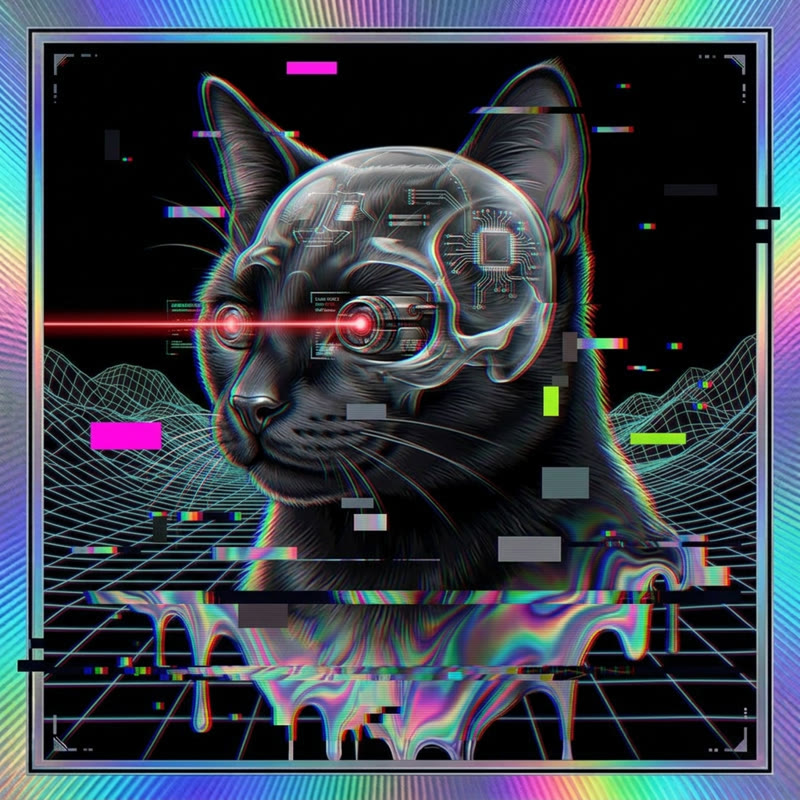 #314 Jet-black shorthair holo cat