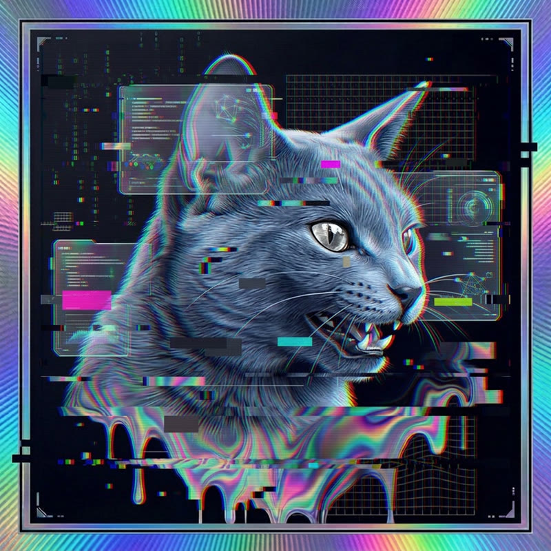 #289 Russian Blue holo cat