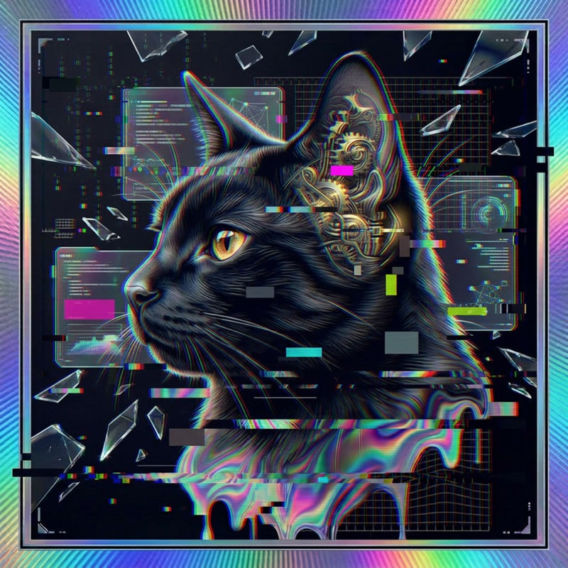 #290 Jet-black shorthair holo cat