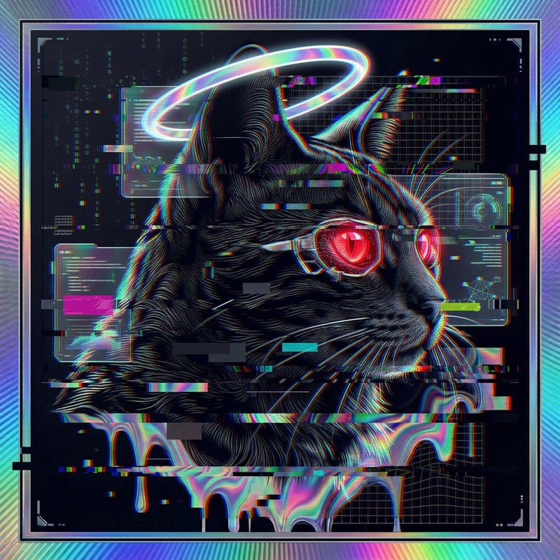 #110 Jet-black shorthair holo cat